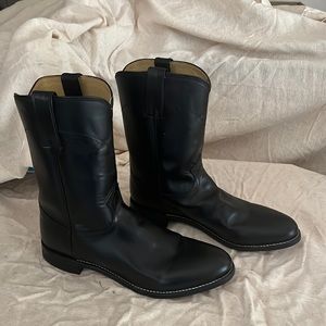 Justin Mens black kipskin classic leather boots